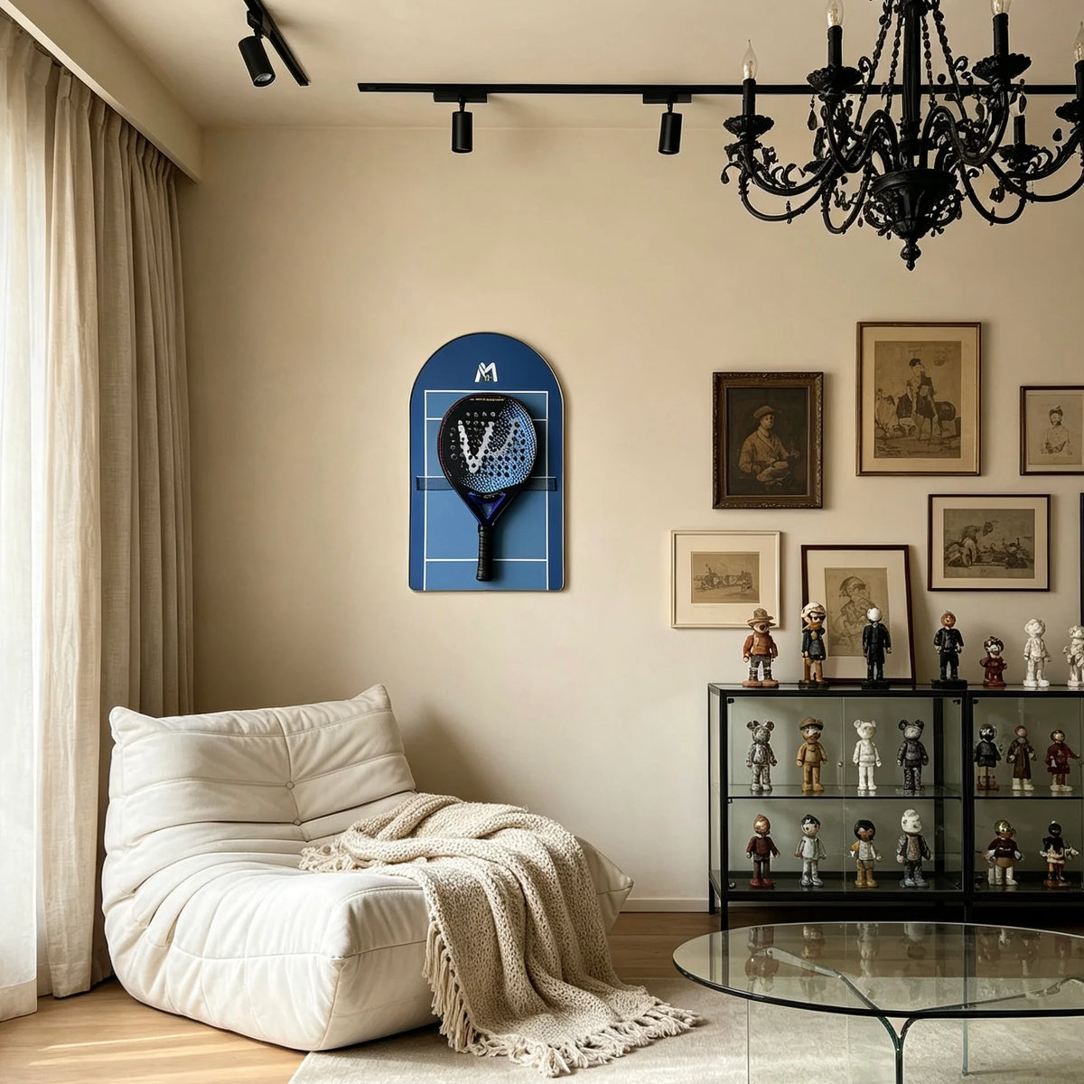 Cadre mural pour raquette de padel – Support décoratif inspiré terre battue