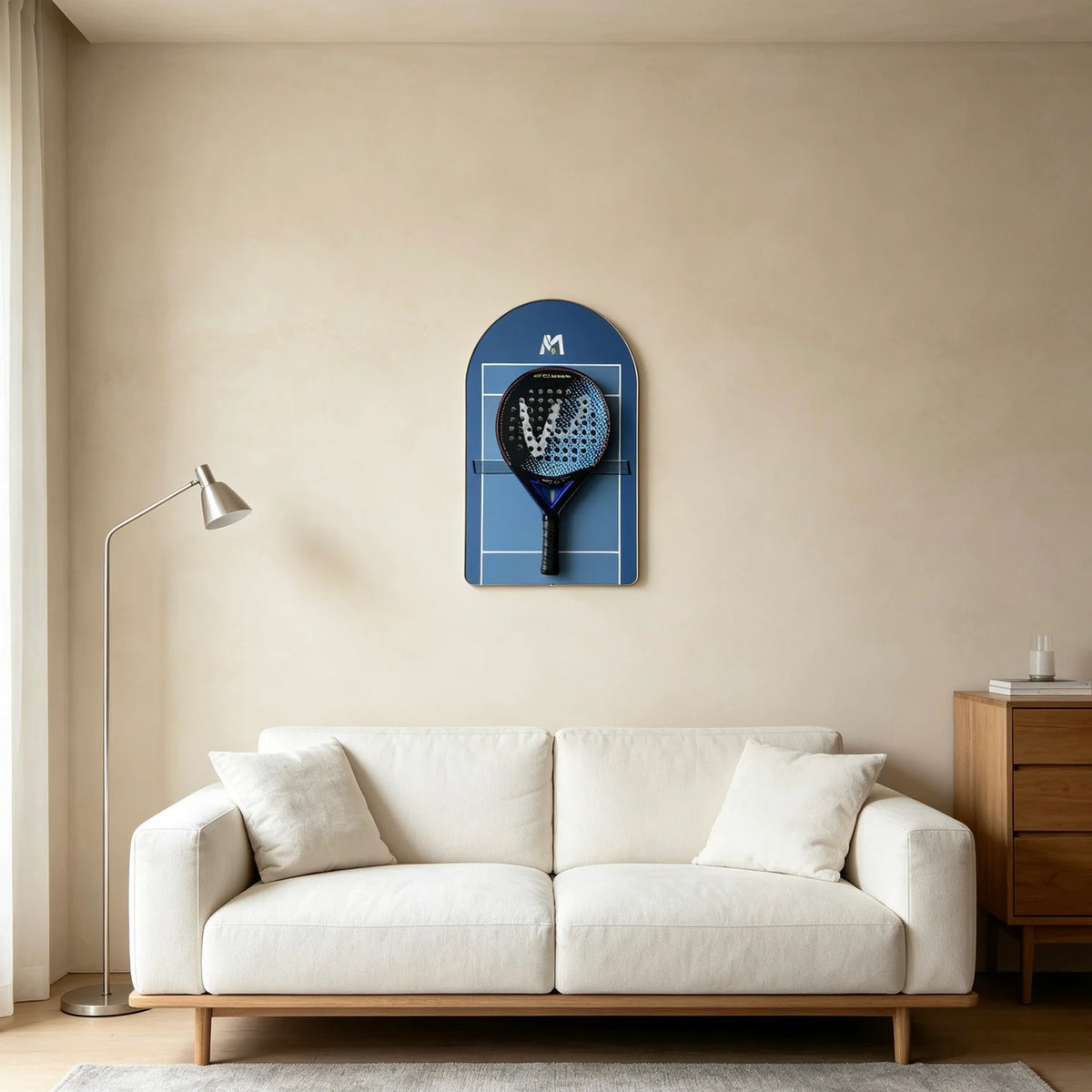 Cadre mural pour raquette de padel – Support décoratif inspiré terre battue